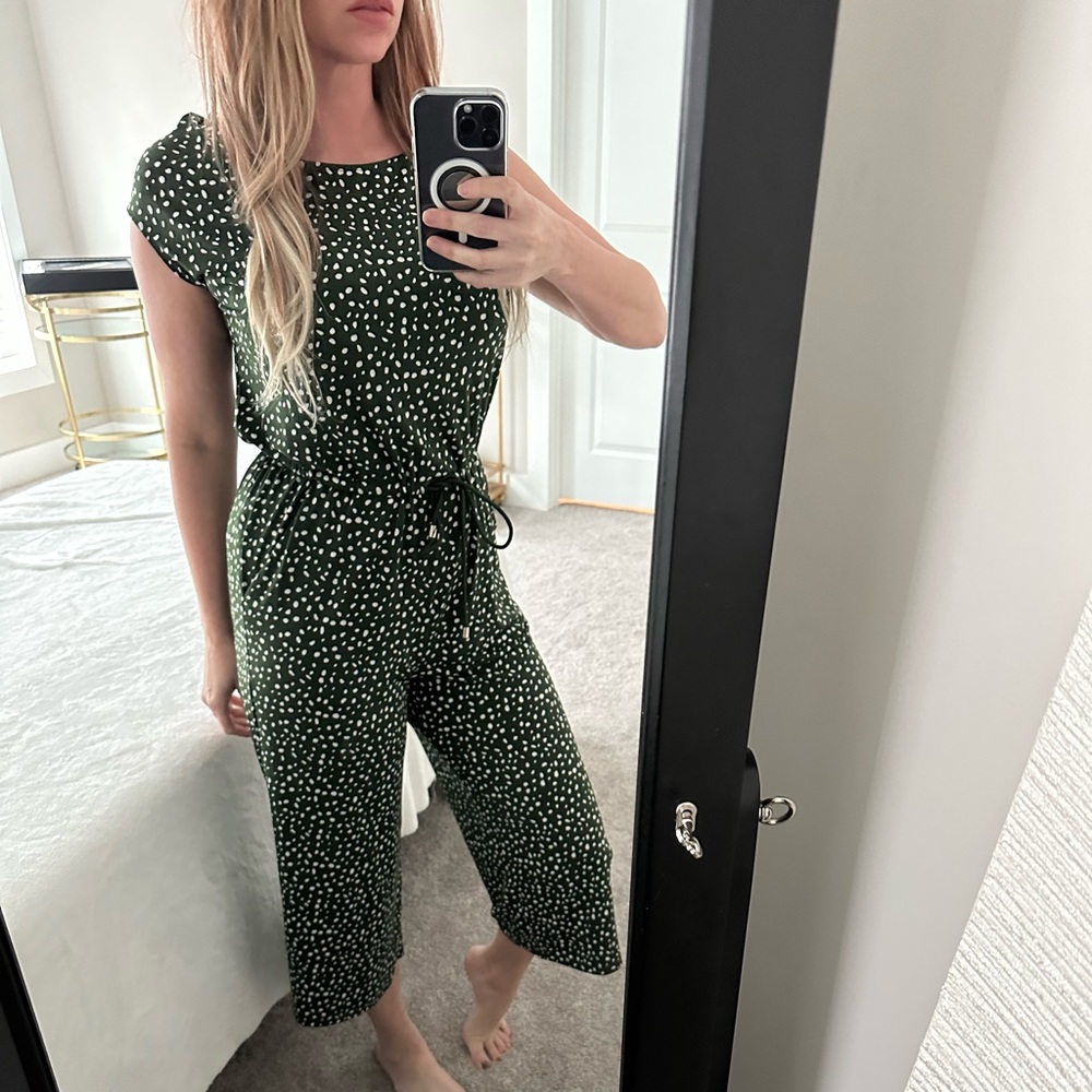 market spruce green polka dot jumpsuit